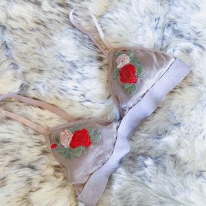 Embroidered Bralette Sz M